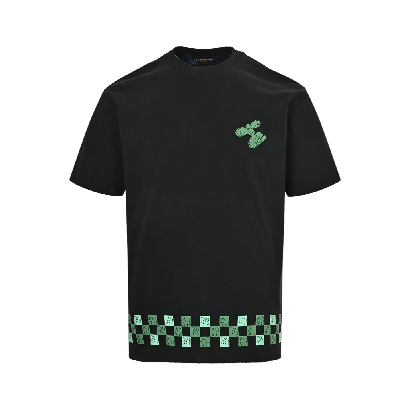 Louis Vuitton/Louis Vuitton hem graffiti checkerboard print short sleeves